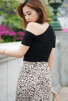 アシンメトリーハーフスリーブTシャツ Black