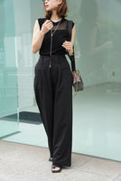 センタープレスワイドパンツ Black