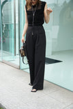 センタープレスワイドパンツ Black