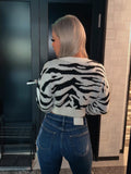 ゼブラKNIT クロップドTOPS　BLACK