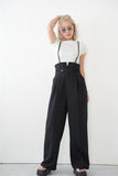 【美脚】ベルト付きサロペット　BLACK