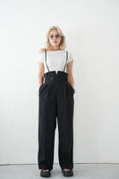 【美脚】ベルト付きサロペット　BLACK