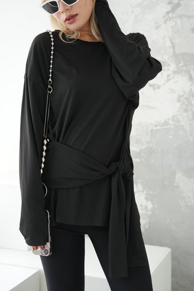 オフショルチュニックトップス　BLACK