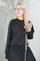 花柄ふくれJQ トップス　BLACK