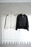 レース袖ラインブルゾン　WHITE