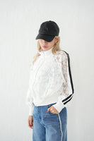 レース袖ラインブルゾン　WHITE