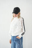 レース袖ラインブルゾン　WHITE
