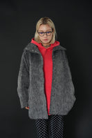 シャギースタンドカラーコート　Chacoal
