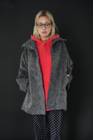 シャギースタンドカラーコート　Chacoal
