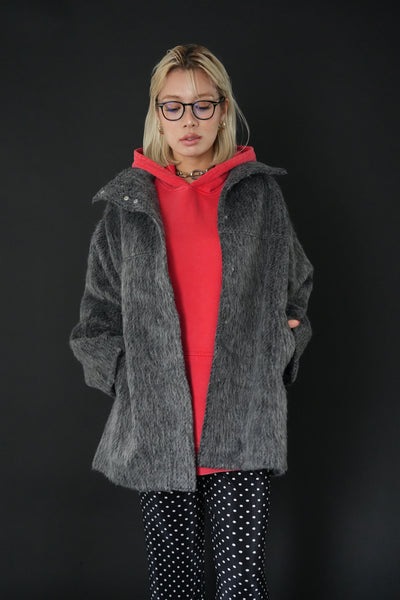 シャギースタンドカラーコート　Chacoal