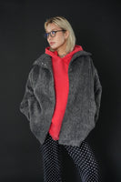 シャギースタンドカラーコート　Chacoal