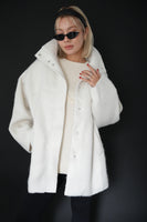 シャギースタンドカラーコート　IVORY