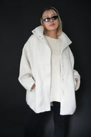 シャギースタンドカラーコート　IVORY