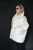 シャギースタンドカラーコート　IVORY