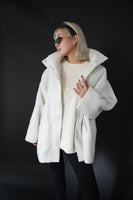 シャギースタンドカラーコート　IVORY
