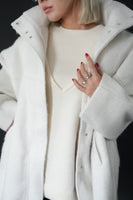 シャギースタンドカラーコート　IVORY