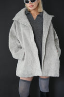 シャギースタンドカラーコート　GRAY