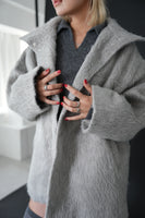 シャギースタンドカラーコート　GRAY