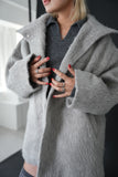 シャギースタンドカラーコート　GRAY