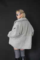 シャギースタンドカラーコート　GRAY
