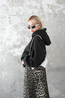 ダブルZIP オーバーサイズパーカー　BLACK