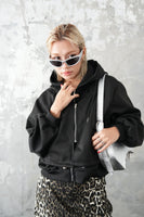 ダブルZIP オーバーサイズパーカー　BLACK