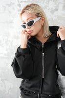 ダブルZIP オーバーサイズパーカー　BLACK