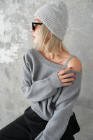 ワンショルKNITプルオーバー　GRAY