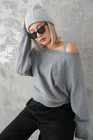 ワンショルKNITプルオーバー　GRAY