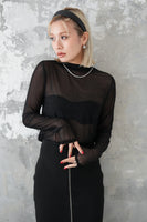 パワーメッシュボトルネックトップス　BLACK