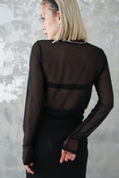 パワーメッシュボトルネックトップス　BLACK
