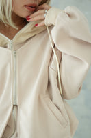ダブルZIP オーバーサイズパーカー　BEIGE