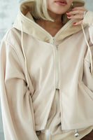 ダブルZIP オーバーサイズパーカー　BEIGE