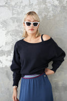 ワンショルKNITプルオーバー　NAVY