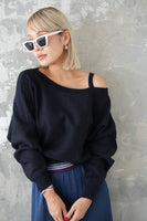 ワンショルKNITプルオーバー　NAVY