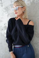 ワンショルKNITプルオーバー　NAVY