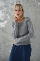 リサイクルオープンショルダーTOPS　GRAY