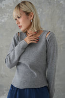 リサイクルオープンショルダーTOPS　GRAY