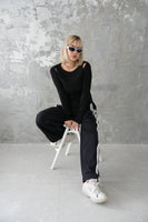 リサイクルオープンショルダーTOPS　BLACK
