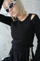 リサイクルオープンショルダーTOPS　BLACK