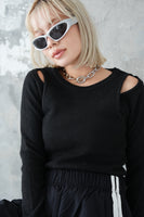 リサイクルオープンショルダーTOPS　BLACK