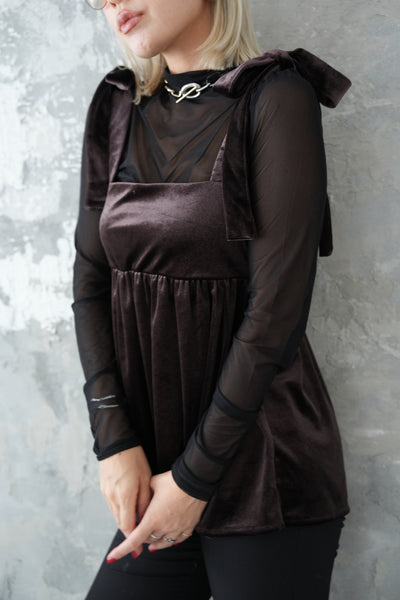 ベロアリボンキャミビスチェ　BROWN