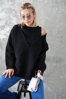 レイヤードVネックプルオーバー　BLACK