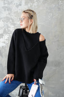 レイヤードVネックプルオーバー　BLACK