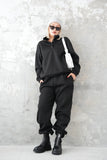 裏起毛ハイネックボタンセットアップ BLACK