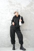 裏起毛ハイネックボタンセットアップ BLACK