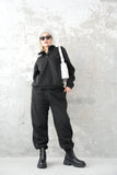 裏起毛ハイネックボタンセットアップ BLACK