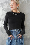 ストーンウォッシュニット トップス　BLACK