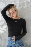 ストーンウォッシュニット トップス　BLACK