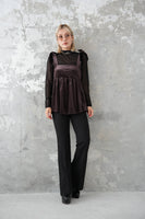 パワーメッシュボトルネックトップス　BLACK